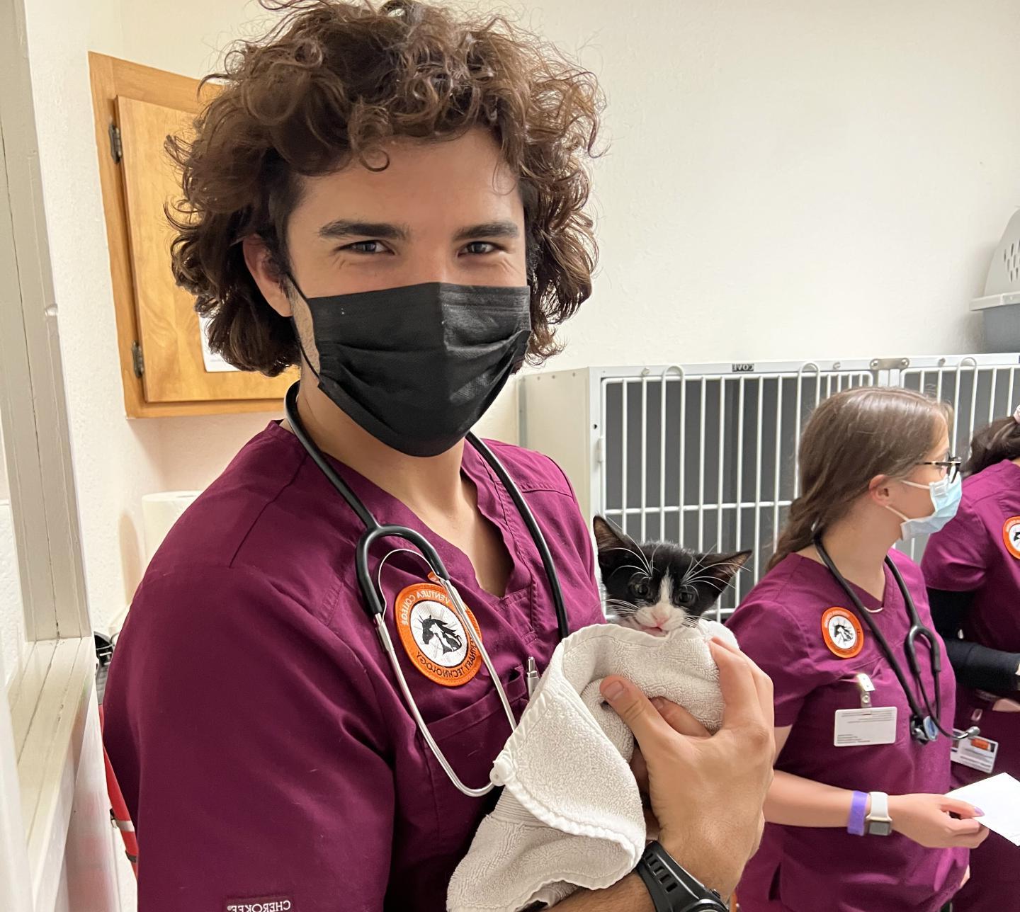Vet Tech Student with Cat at SPARC